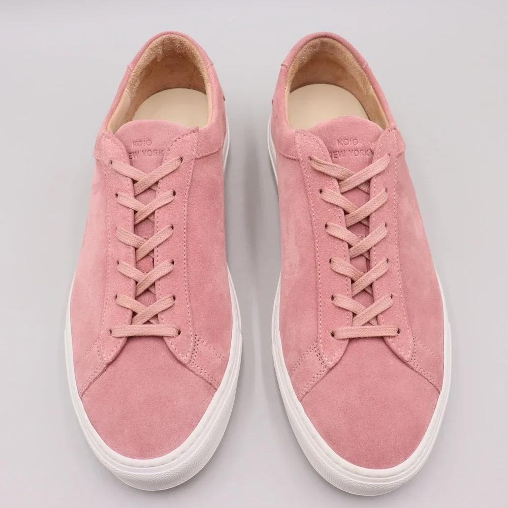 Koio Capri Pink Suede Low Top Sneakers Mens Size 10 US Casual Made in Italy